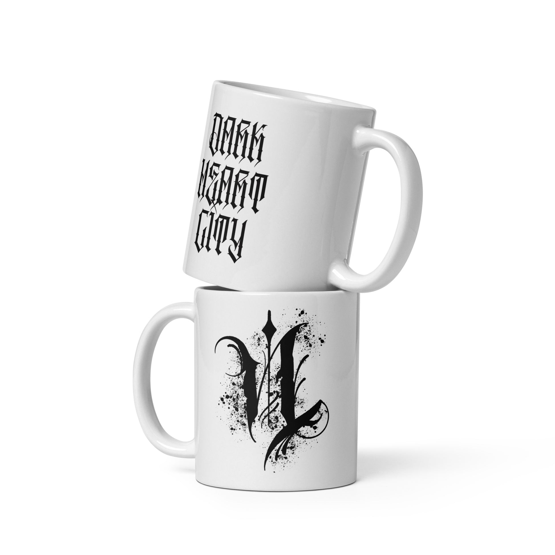 Dark Heart City “Guess Who?” White glossy mug
